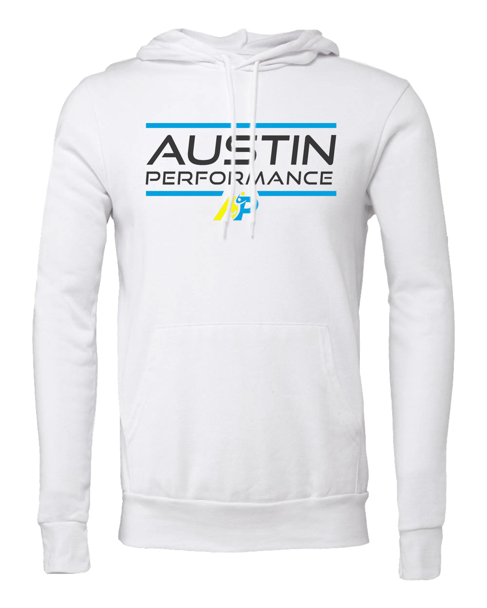 Bella Sponge Fleece White Hoodie with Stacked Logo (WO-176068)