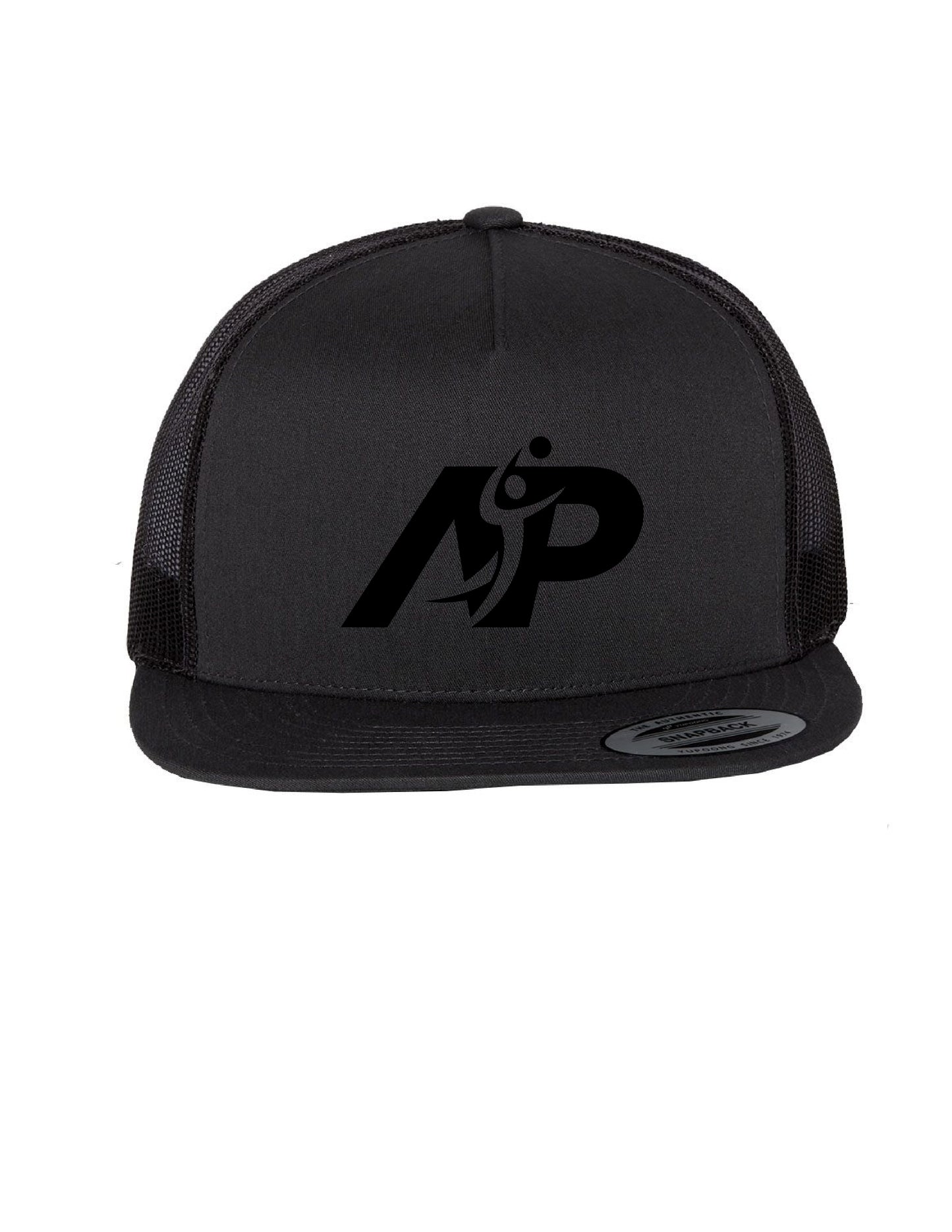 Yupoong Flat Bill Cap Puff Embroidery - Black (WO-176074)