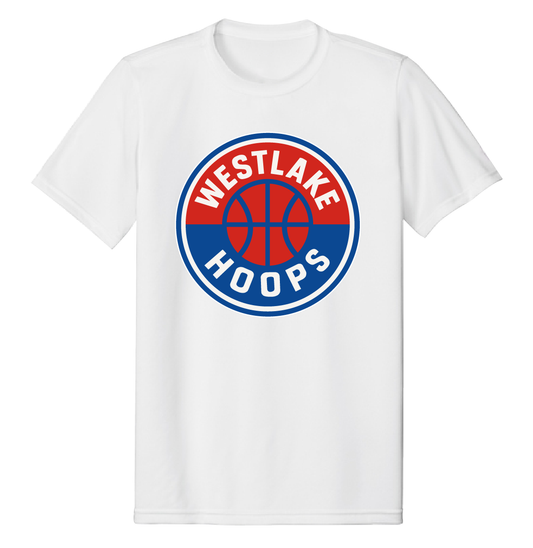 Hoops Cotton/Poly Blend Short Sleeve ADULT Tshirt White