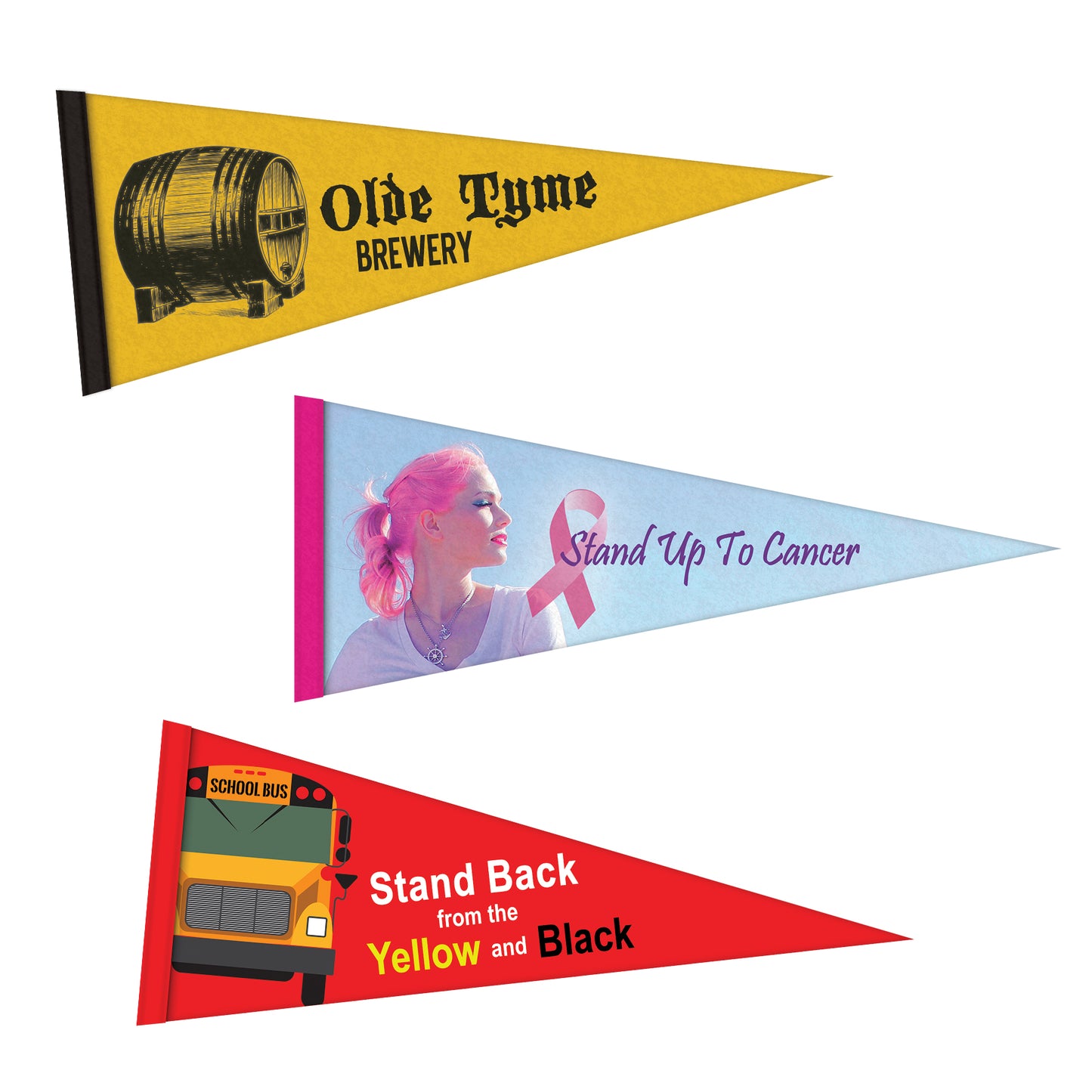 Custom Printed Felt Pennants 4" x 10"